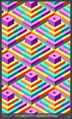 Isometric pattern covers. Modern design. Cool colorful backgrounds. Applicable for Banners, Placards, Posters, Flyers. blue seamless pattern. Eps10 vector template.