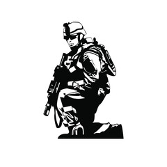 Illustration Vector graphic of soldier fit for military, navy, infantry etc.