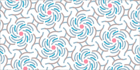 水色とピンクのフローラルなパターンのイラスト
