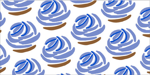 青いバラの花のパターンのイラスト
