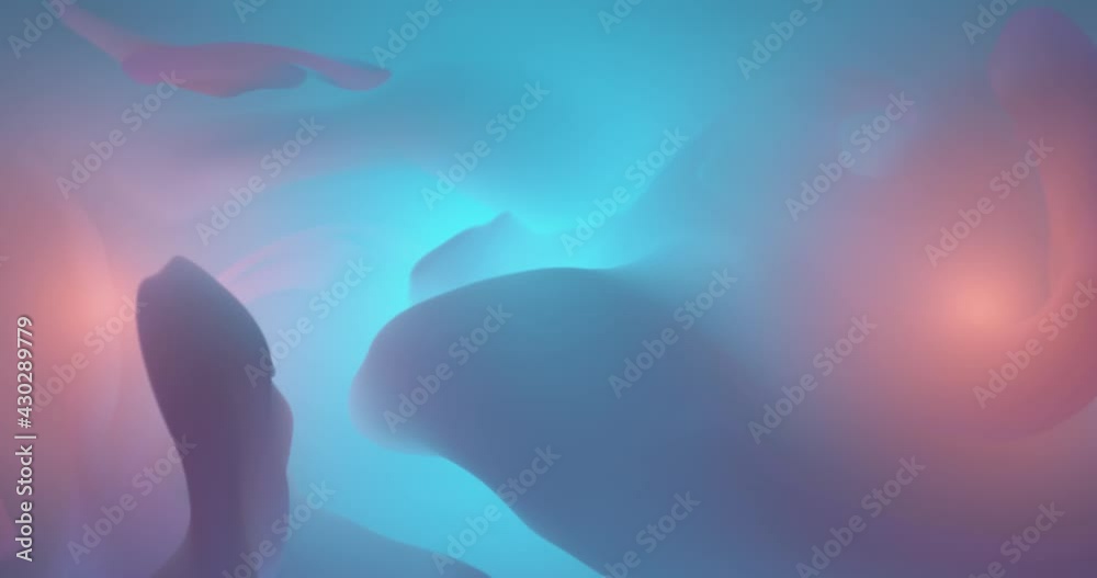 Poster looped animation of abstract color gradient forms in fluid motion.