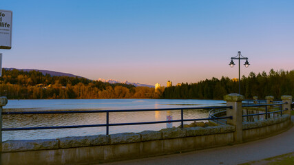 Burrard Inlet sunset from seawall at Rocky Point Park, Port Moody, BC