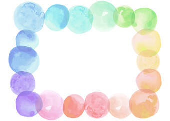 水彩画水玉のカラフル飾り枠