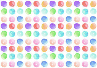 水彩画水玉のカラフル背景