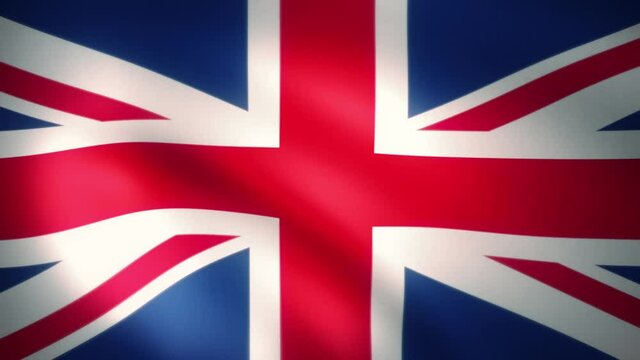 風にはためくイギリス国旗（ユニオンジャック）のCG映像（ループ）
