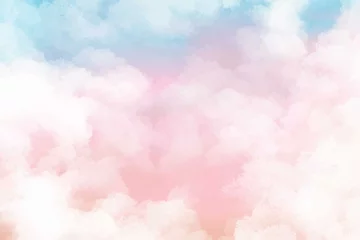 Foto op Aluminium Handgeschilderde aquarel pastel sky cloud achtergrond © orchidart