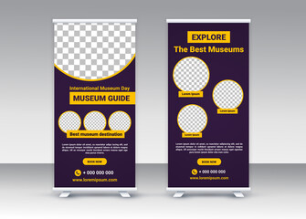 International Museum Day. Roll up banner. Standee banner design. Modern banner. Editable template.