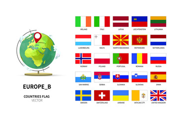 Europe countries flag vector. all world countries national flags.