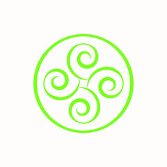 Abstract graphic illustration of four plant curls in a circle