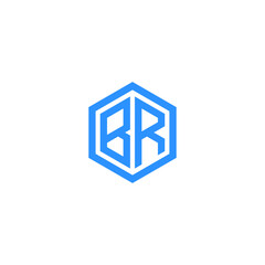 Abstract graphic illustration of letters B and R in hexagon