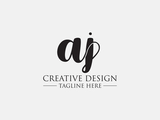 Abstract small letter aj logo. This logo icon incorporate with abstract cross line logo in the creative way. black and white bacground logo.