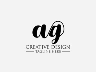 Abstract small letter ag logo. This logo icon incorporate with abstract cross line logo in the creative way. black and white bacground logo.