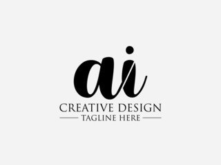 Abstract small letter ai logo. This logo icon incorporate with abstract cross line logo in the creative way. black and white bacground logo.