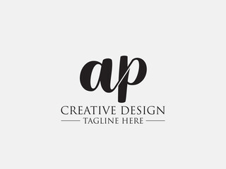 Abstract small letter ap logo. This logo icon incorporate with abstract logo in the creative way. black and white bacground logo.	