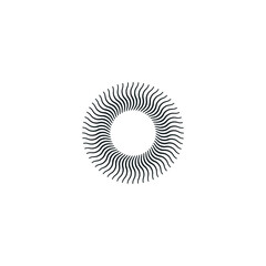 Abstract graphic illustration of wavy lines forming a ring-shaped illusion