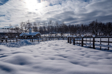冬の美瑛町ファームズ千代田の風景