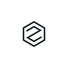 Abstract graphic illustration of letter Z or letter E in a hexagon frame. It can be used as a logo sign, serve as part of the design in the graphic design of different projects