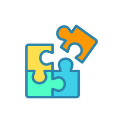 Puzzle icon. Simple filled outline style. Jigsaw symbol, pictogram, single, piece, business, teamwork logo concept design. Vector illustration isolated on white background. EPS 10.