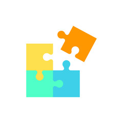 Puzzle icon. Simple flat style. Jigsaw symbol, pictogram, single, piece, business, teamwork logo concept design. Vector illustration isolated on white background. EPS 10.