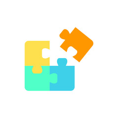 Puzzle icon. Simple flat style. Jigsaw symbol, pictogram, single, piece, business, teamwork logo concept design. Vector illustration isolated on white background. EPS 10.