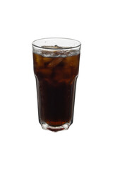 A glass of iced cola isolated on white background with clipping path.