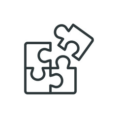 Puzzle line icon. Simple outline style. Jigsaw symbol, pictogram, single, piece, business, teamwork logo concept design. Vector illustration isolated on white background. EPS 10.