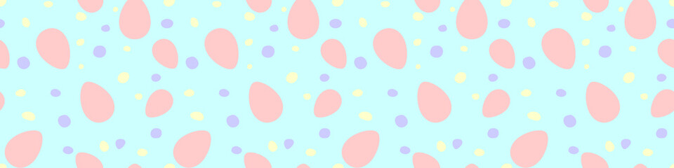 Seamless easter pattern with ornamental eggs and dots. Vector pastel multicolor holiday decorations, backgrounds and textures. For fabric, textile, wrapping paper, packaging, web