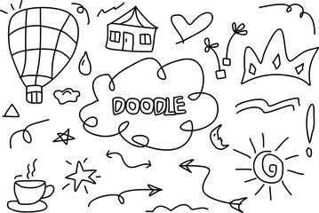 Abstract Hand drawn set elements, for concept design. Sketch vector illustration.  scribble doodle