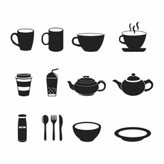 Food courts icons set. Outline set of food courts vector icons for web design isolated on white background
