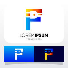 Letter F Power Jack Electric Logo Design Vector Graphic