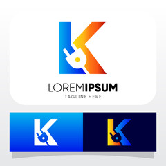 Letter K Power Jack Electric Logo Design Vector Graphic