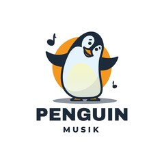 Vector Logo Illustration Penguin Mascot Cartoon Style.