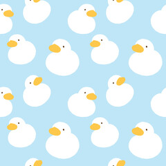 Seamless Pattern with Cartoon Duck Design on Light Blue Background