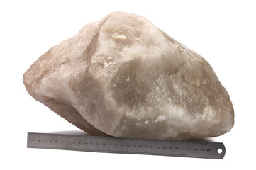 a large piece of natural salt on a white isolated background