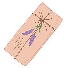 Decorative letter with lavender floral branch