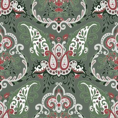 Floral ornaments with blossom and foliage pattern