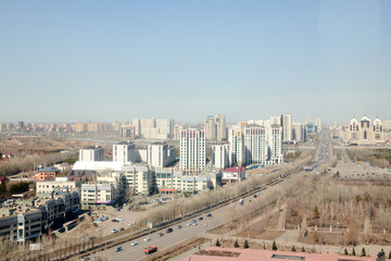 Obraz premium view of the city from a height ferris wheel