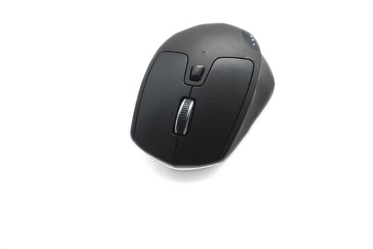 black personal computer mouse with keys on white background to stand out