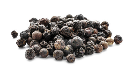 Heap of peppercorns on white background
