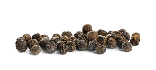 Heap of peppercorns on white background