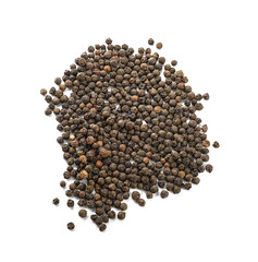 Heap of peppercorns on white background