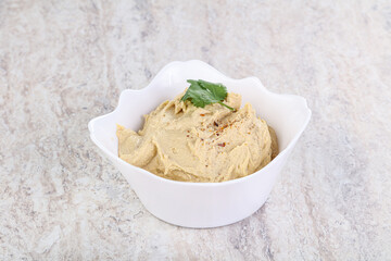Traditional Jewish Hummus with olive oil