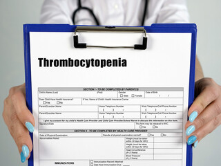Healthcare concept about Thrombocytopenia with inscription on the page.