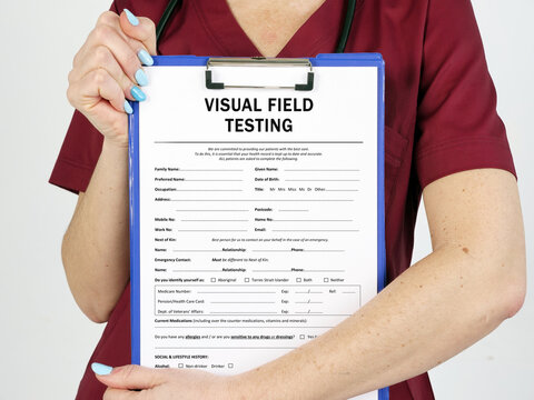 Medical Concept About VISUAL FIELD TESTING With Inscription On The Sheet.