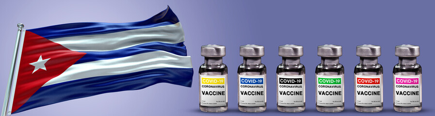 Cuba Flag with Vaccines Coronavirus Covid-19 and large Gradient Single Flag 