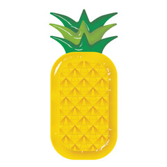Inflatable swimming ring in the form of a pineapple. Yellow pineapple top view.