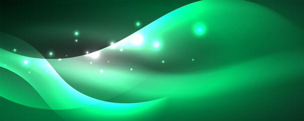 Shiny glowing neon wave, light lines abstract background. Magic energy and motion concept. Vector wallpaper template