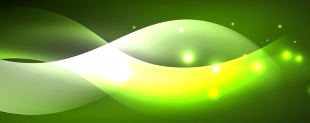 Fototapeta premium Shiny glowing neon wave, light lines abstract background. Magic energy and motion concept. Vector wallpaper template