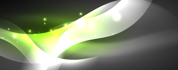 Shiny glowing neon wave, light lines abstract background. Magic energy and motion concept. Vector wallpaper template