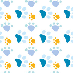 Vector seamless pattern with cat or dog,kitten or puppy footprints. Can be used for wallpaper,fabric, web page background, surface textures.